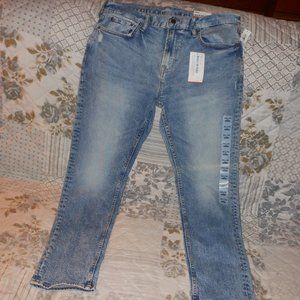 New With Tags Old Navy Built In Flex Distressed Taper Leg Men`s Blue Jeans 34x30